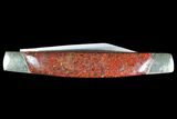 Pocketknife With Fossil Dinosaur Bone (Gembone) Inlays #136581-2